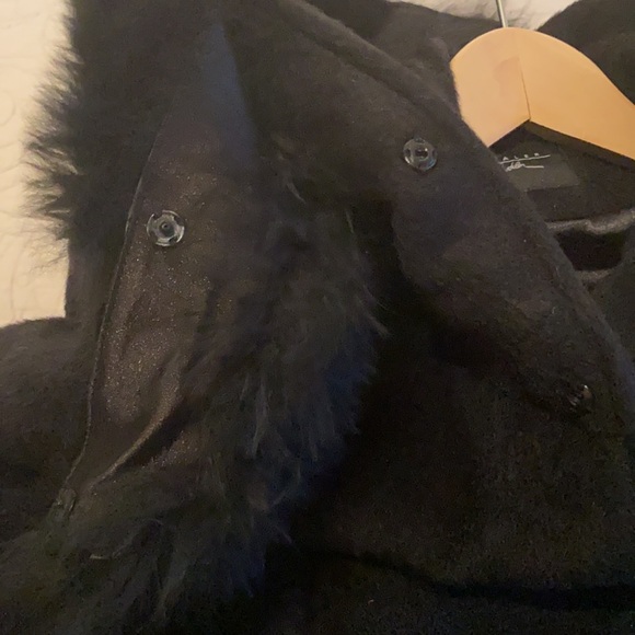 SENTALER BLACK ALPACA WOOL 3/4 CAR COAT - Picture 8 of 16